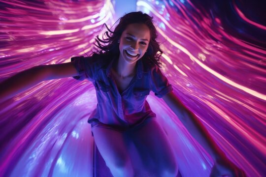 Caucasian Female Purple Celebration Dance Setting Generative AI