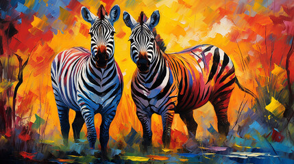Fototapeta na wymiar Zebras coloridas 