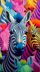 Fototapeta na wymiar Zebras coloridas 