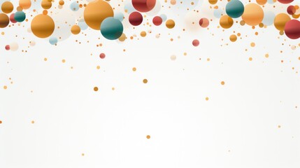 A festive and fun holiday scene with golden balls and colorful confetti against a white backdrop