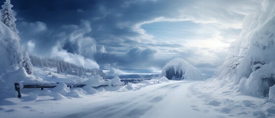 Beautiful and scary snowy landscape.