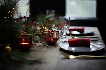 table de f&ecirc;te avec vaisselle et d&eacute;coration soign&eacute;e