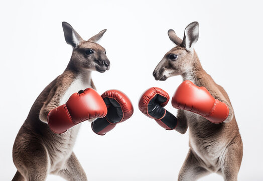cangurus usando luvas de boxe prontos para luta 