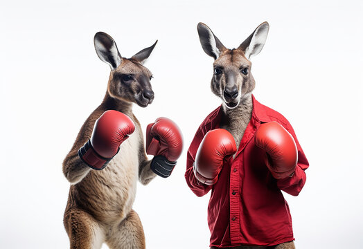 cangurus usando luvas de boxe prontos para luta 