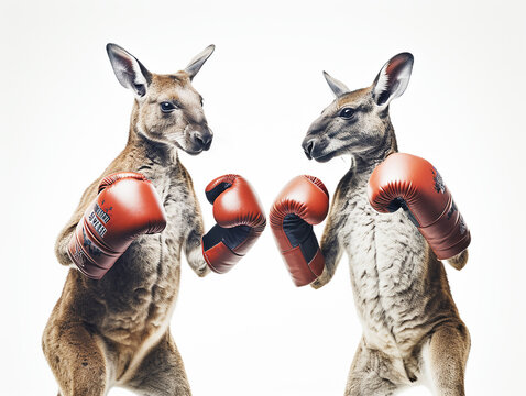 cangurus usando luvas de boxe prontos para luta 