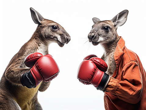 cangurus usando luvas de boxe prontos para luta 