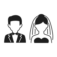 Icons representing brides, weddings, and couples