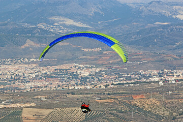 Paraglider flying from Padul in Spain	