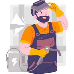 A welder vector character illustration captures the skilled and industrious nature of a welding professional, often portrayed with protective gear and welding equipment