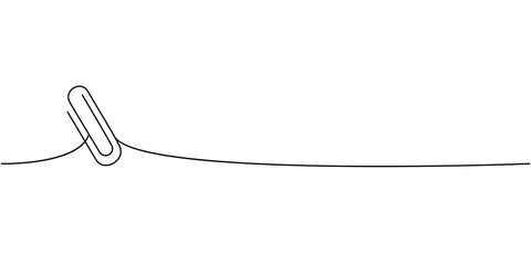 Paper clip, school supplies one line continuous drawing. Back to school continuous one line illustration. Vector minimalist linear illustration.
