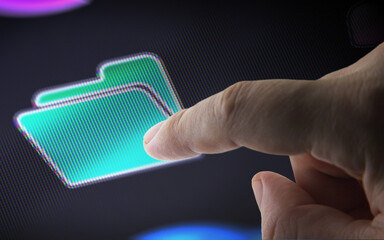 The file icon in the screen. 3D illustration.