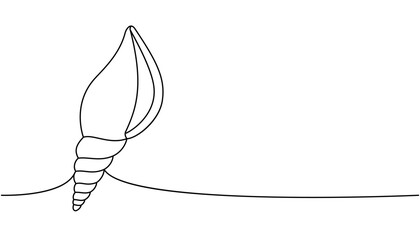 Underwater shell one line continuous drawing. Tropical underwater shell continuous one line illustration. Vector minimalist linear illustration.