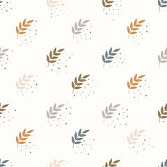 Palm leaf vector background.  Seamless pattern with boho leaves. Vector floral background in trendy minimalistic style. Botanical seamless pattern. Modern design for paper, cover and fabric.