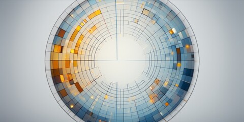 Fototapeta premium Explore the Visual Elegance of a White and Blue Circular Circle Adorned with Intriguing Squares