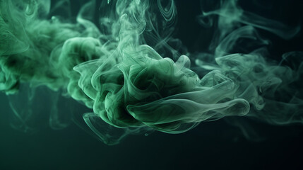 Green smoke. Smoke Background. Steam on black background - obrazy, fototapety, plakaty