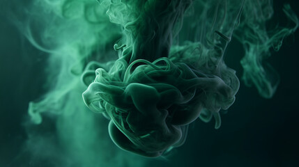 Fototapeta premium Green smoke. Smoke Background. Steam on black background