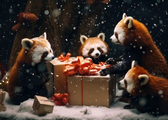 panda in the snow