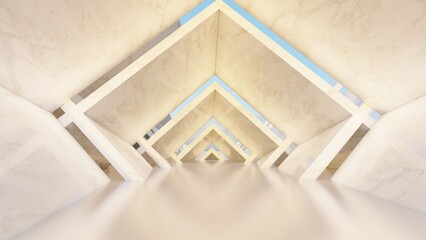 Architecture background geometric arched interior 3d render