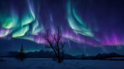 aurora borealis over the mountains