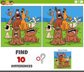 differences activity with cartoon howling dogs animal characters
