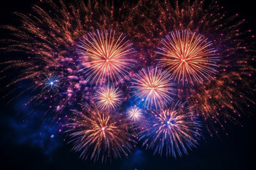 Spectacular New Year Firework Explosion in the Night Sky - National Celebration Display for Happy New Year - Created with Generative AI Tools