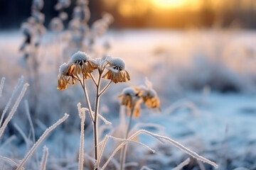 Winter Wonderland - Frozen Flower in Selective Focus - Created with Generative AI Tools
