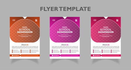Modern and abstract School/College/University Admission flyer set |  Abstract shapes admission flyer | 3 different Gradients |