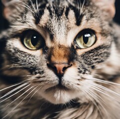 Close-up Portrait of a Domestic Cat with Mesmerizing Eyes