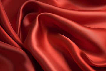 Fototapeta premium Red Silk Background - Dark Toned with Vignette - Created with generative AI tools