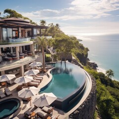 Fototapeta premium luxury resort nestled on a hillside overlooking the ocean