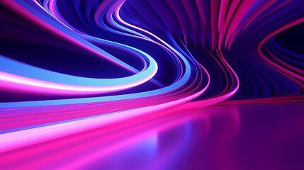 3D Rendered Neon Glow Abstract Backgrounds: Magenta Tones, Dynamic Ribbons, Virtual Clouds & Glowing Geometric Shapes in Dark Settings for Futuristic, Energy-Themed Wallpapers - generativ ai