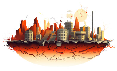 Earthquake Natural Disaster Concept Illustration