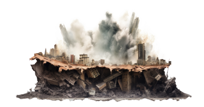 Earthquake Disaster Destroying City Landscape
