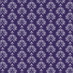 Damask seamless pattern on purple background classic background