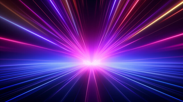 3D Rendered Neon Glow Abstract Backgrounds: Magenta Tones, Dynamic Ribbons, Virtual Clouds & Glowing Geometric Shapes in Dark Settings for Futuristic, Energy-Themed Wallpapers - generativ ai - Powered by Adobe