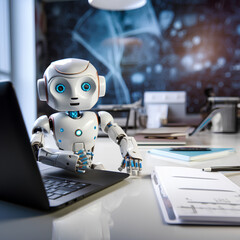 Fototapeta premium robot with laptop