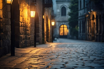 Urban narrow city old street architecture night building travel road