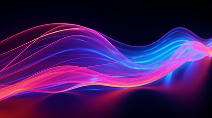3D Rendered Neon Glow Abstract Backgrounds: Magenta Tones, Dynamic Ribbons, Virtual Clouds & Glowing Geometric Shapes in Dark Settings for Futuristic, Energy-Themed Wallpapers - generativ ai 