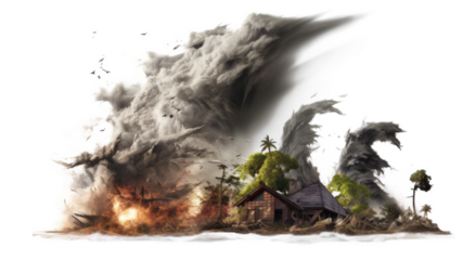 Intense Cyclone Catastrophe on Transparent Background