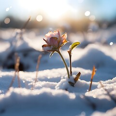  Eine schöne Blume blüht im Schnee