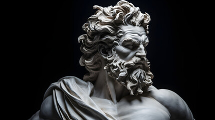 A renaissance marble statue illustrating Aeolus, the ruler of the winds in Greek mythology and the son of Hippotes,