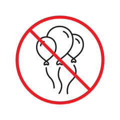 Forbidden balloon vector icon. Warning, caution, attention, restriction, label, ban, danger. No balloon flat sign design pictogram symbol. No balloon icon UX UI icon