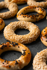 Turkish snack kandil bagel on black  background
