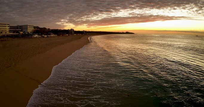 Cabo Sunset Beautiful Waves Crashing on BCS Mexico Sandy Beaches