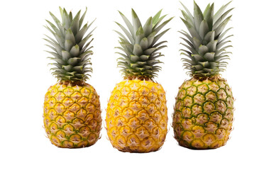 Vibrant Ripe Pineapples on transparent Background