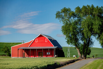 Red barn on a rural farm in the Palouse