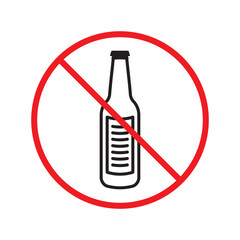 Forbidden beer vector icon. Warning, caution, attention, restriction, label, ban, danger. No beer flat sign design pictogram symbol. No beer icon UX UI icon