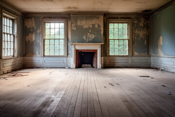 Old abandoned building with fireplace