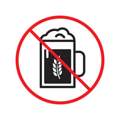 Forbidden beer vector icon. Warning, caution, attention, restriction, label, ban, danger. No beer flat sign design pictogram symbol. No beer icon UX UI icon