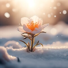 Eine schöne Blume blüht im Schnee